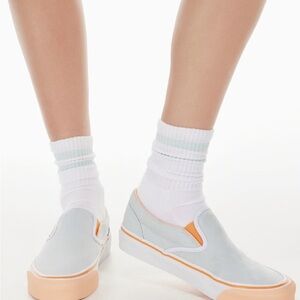 Vans x TNA Canvas Slip-Ons in Sky Blue and Peach size 6